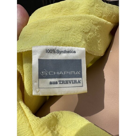 60s Mod Mini Dress Sunshine Yellow Schapira Embossed Print 1/4 Button Up - Picture 10 of 12